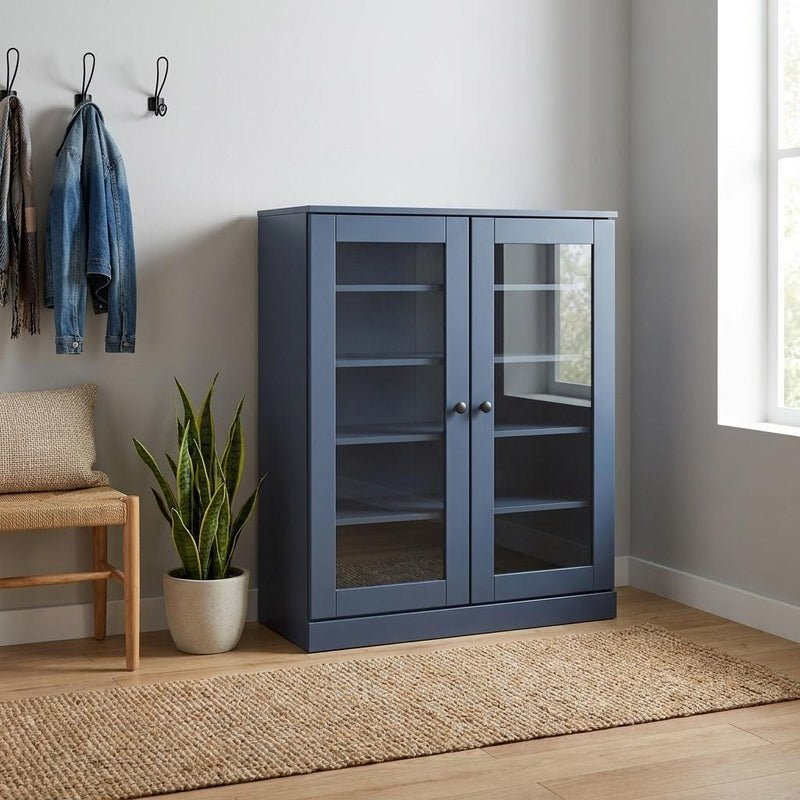 Twenty Pair Solid Woodshoe Storage Cabinet (752341) - French Blue