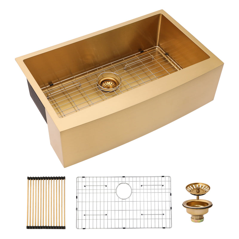 Farmhouse Kitchen Sink, Stainless Steel, Apron Front