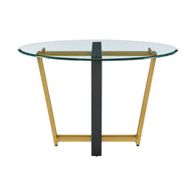 Load image into Gallery viewer, 48" Glass And Iron Sled Base Round Top Dining Table - Gold
