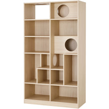 Load image into Gallery viewer, Furniture Style Cat Bookcase Cat Tree Shelves - Natural
