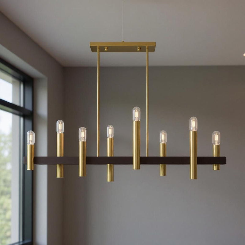 Eight Light Dimmable Chandelier With Shades - Bronze