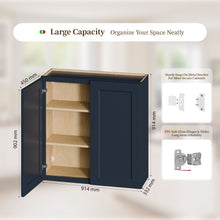 Load image into Gallery viewer, Shaker Wall Cabinet With Soft Close Hinges, Adjustable Shelves, Double Door
