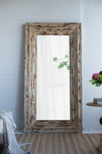 Load image into Gallery viewer, Full Length Rectangle Floor Mirror With Distressed Wood Frame - Brown
