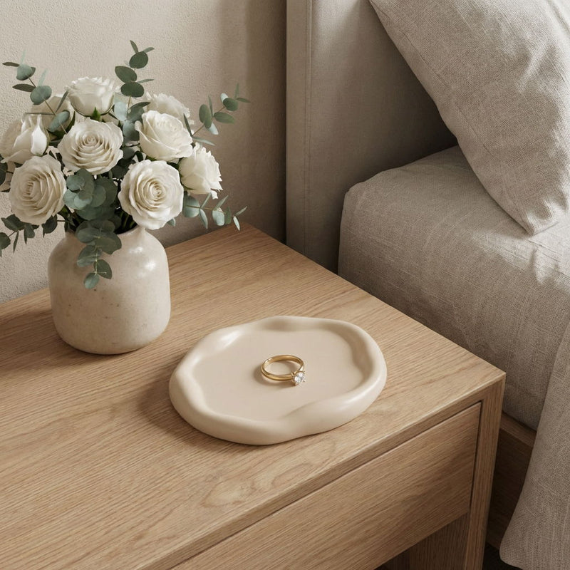 Resin Handmade Round Trinket Tray - Peach