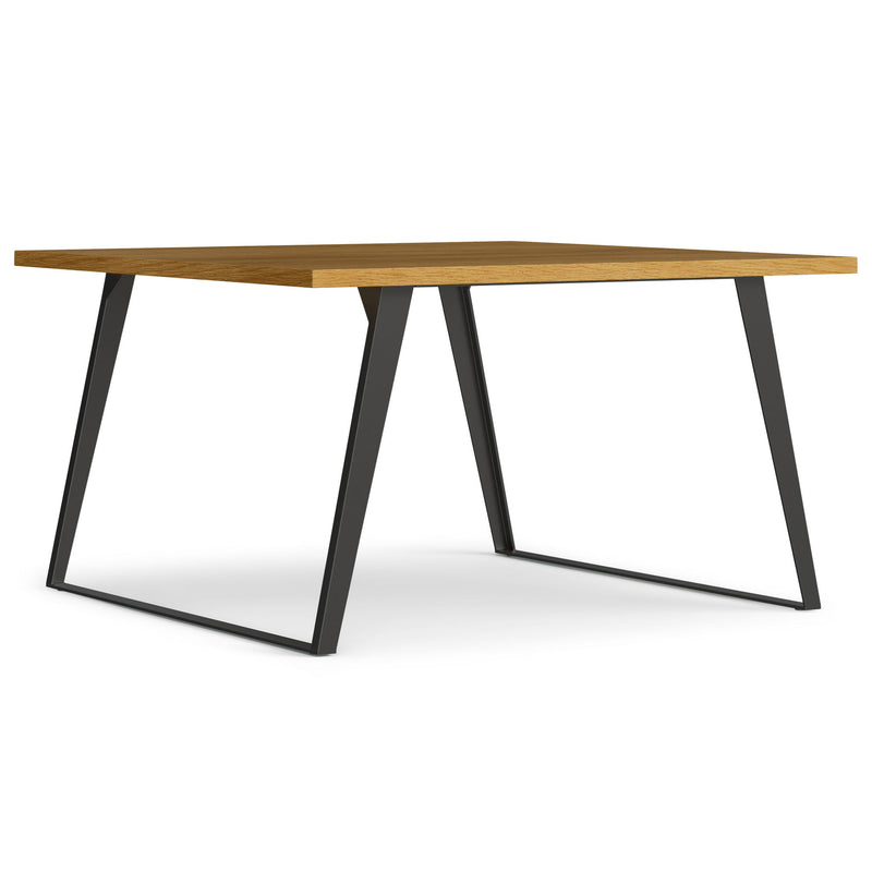 Wood Iron Frame Base Square Dining Table - Oak / Gray