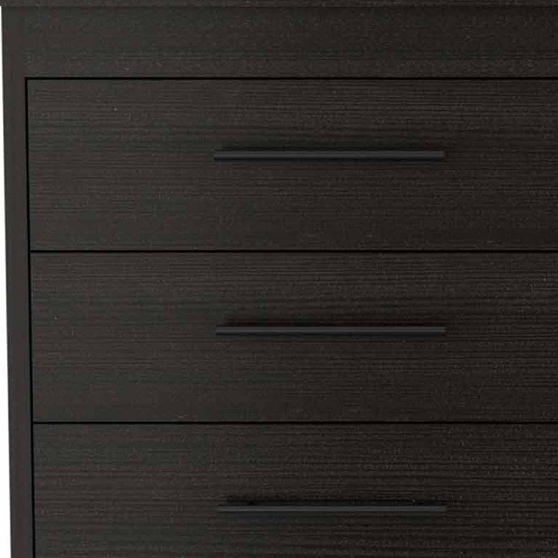 Six Drawer Wooden Double Dresser - Black