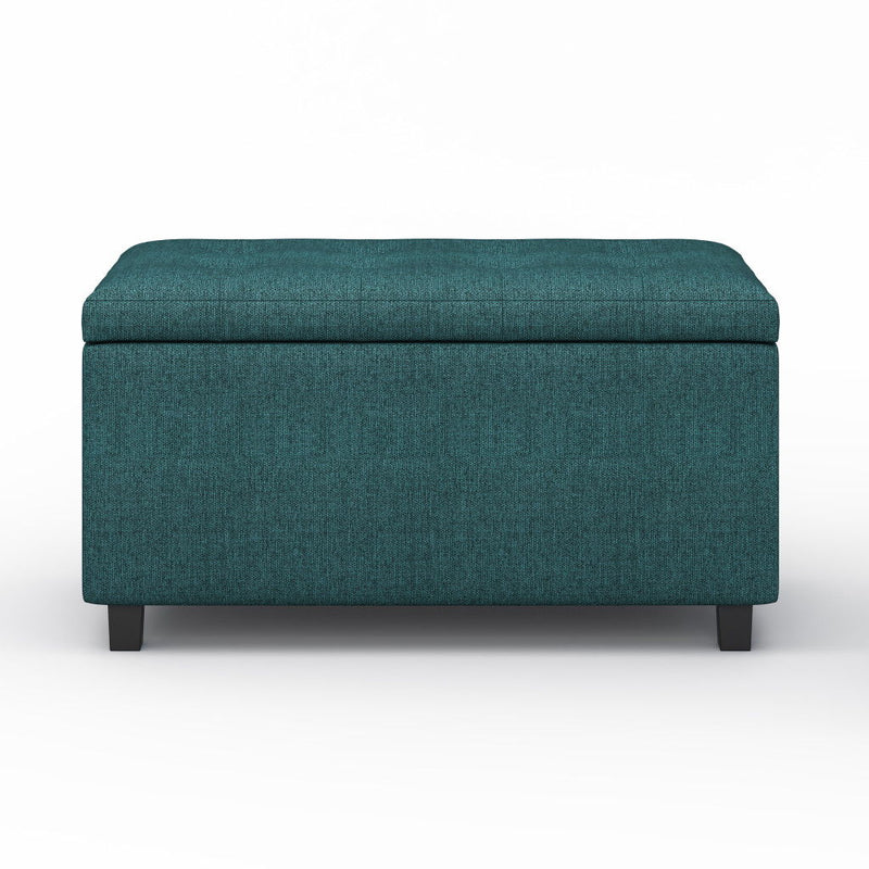 Upholstery Storage Ottoman - Dark Brown / Teal Blue