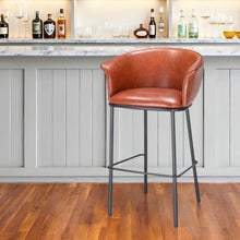 Load image into Gallery viewer, Faux Leather And Steel Bar Height Bar Chair - Brown And Black
