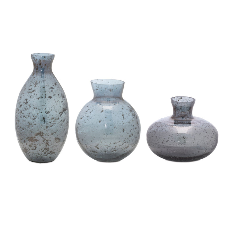 Seeded Table Vases (Set of 3) - Blue / Gray
