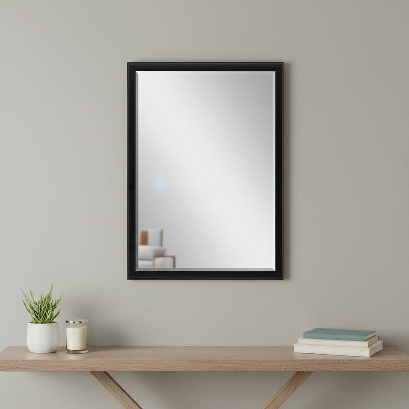 38" Solid Wood Framed Accent Mirror - Black