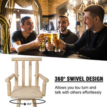 Load image into Gallery viewer, Rustic Bar Stool, Fir Wood Construction, Wide Armrest
