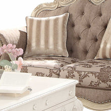 Load image into Gallery viewer, Damask Chesterfield Loveseat And Toss Pillows - Gray / Off White
