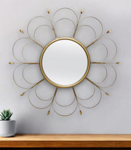 Load image into Gallery viewer, 24" Flower Iron Framed Accent Mirror - Gold
