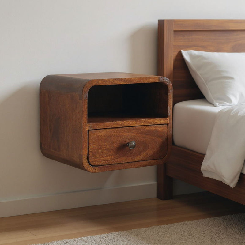 One Drawer Floating Nightstand - Chestnut