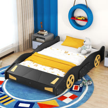 Load image into Gallery viewer, Race Car Shaped Platform Bed With Wheels And Storage
