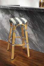 Load image into Gallery viewer, Natural Rattan Backless Bar Height Bar Chair - Blue / White
