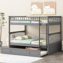 Load image into Gallery viewer, Full over Full Bunk Bed with Twin Size Trundle, Convertible Beds, Gray
