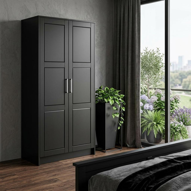 Solid Wood Two Door Combo Dresser - Black