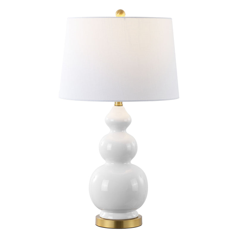 28" Novelty Table Lamp LED With Drum Shade - White