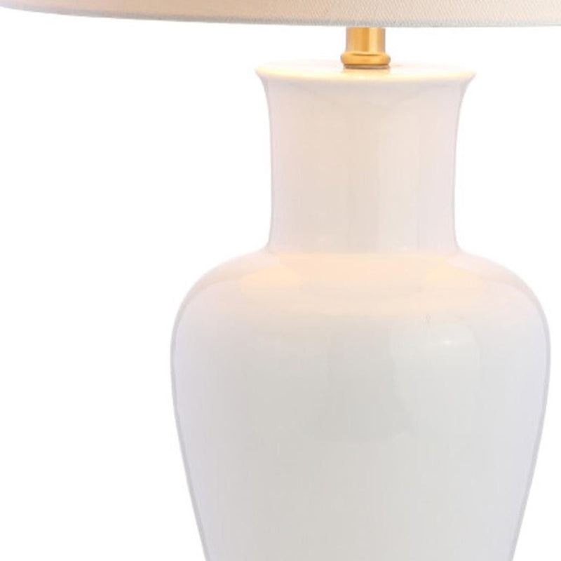 29" Urn Table Lamp With Drum Shade - White