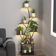 Load image into Gallery viewer, Plant Stand Indoor With Grow Light, 8 Tiered Tall Indoor Plant Shelves For Multiple Plants - Walnut / Black
