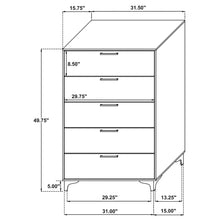 Load image into Gallery viewer, Lexie - 5 Drawer Rectangular Chest - Black
