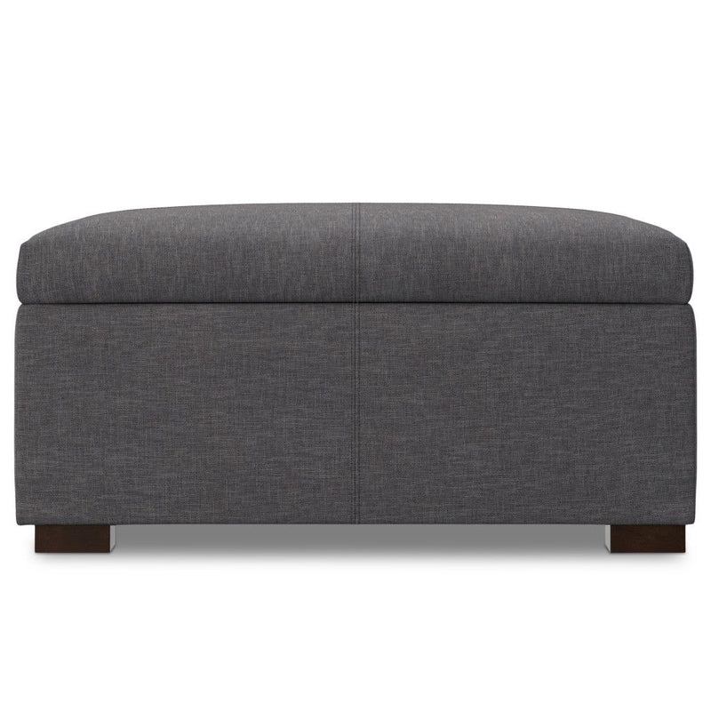 Modern Upholstery Storage Ottoman - Walnut / Slate Gray