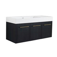 Load image into Gallery viewer, Contemporary 48" Wall Mounted Bathroom Vanity With Resin Sink And Soft Closing Doors And Line - Black Chestnut
