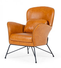 Load image into Gallery viewer, Faux Leather Shelter Style Accent Chair - Carmel Brown
