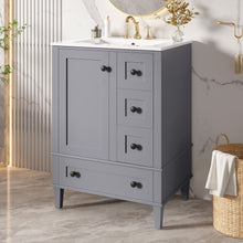 Load image into Gallery viewer, Bathroom Vanity With Integrated Basin, Soft Close Drawers, Door Mounted Double Layer Shelf
