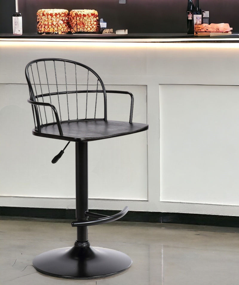 23" Iron Low Back Adjustable Height Bar Chair - Black