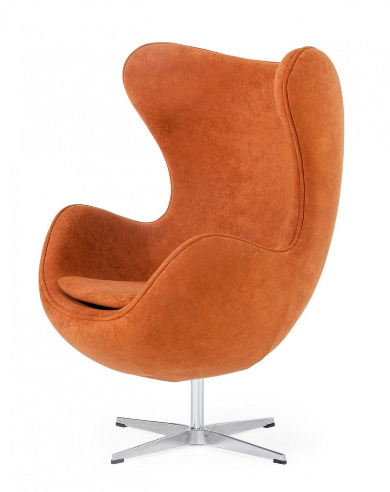 Stylish Mid Century Fabric Swivel Accent Chair - Dark Orange