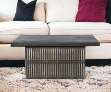 Load image into Gallery viewer, Carved Wood Storage Coffee Table - Rustic Brown
