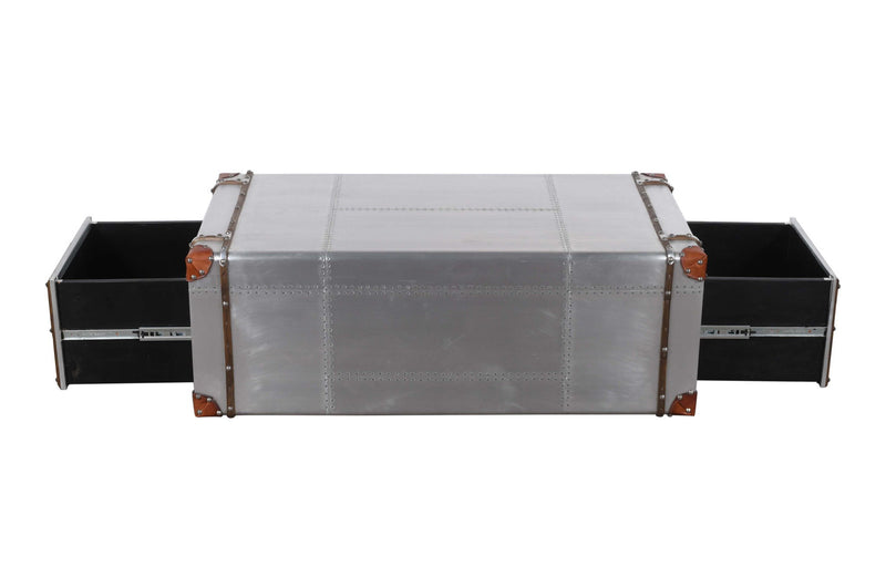 Aluminum Rectangular Storage Coffee Table - Silver