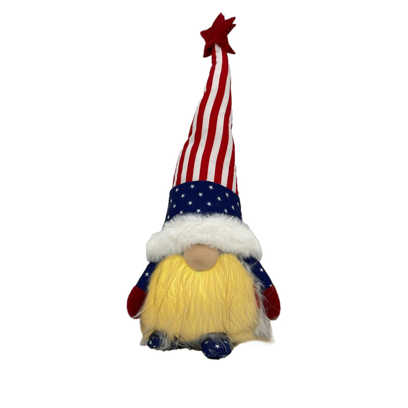Fabric Independence Day Standing Gnome Tabletop Sculpture With LED - Red / White / White