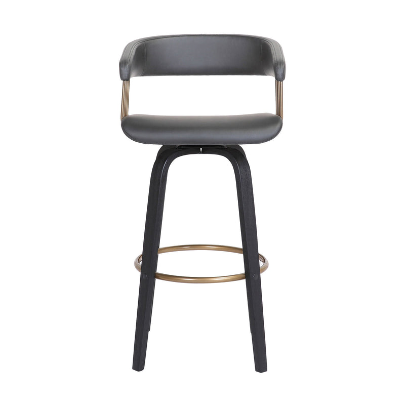 Faux Leather Swivel Counter Height Bar Chair - Gray And Black