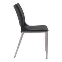 Load image into Gallery viewer, Upholstered Faux Leather Open Back Dining Side Chairs (Set of 2) - Black / Silver
