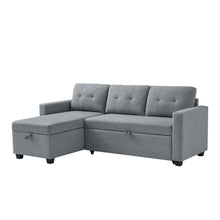 Load image into Gallery viewer, Upholstered Pull Out Sectional Sofa with Storage Chaise, Convertible Corner Couch, Light Grey
