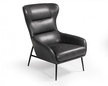 Load image into Gallery viewer, Faux Leather Tufted Wingback Chair - Dark Gray And Black
