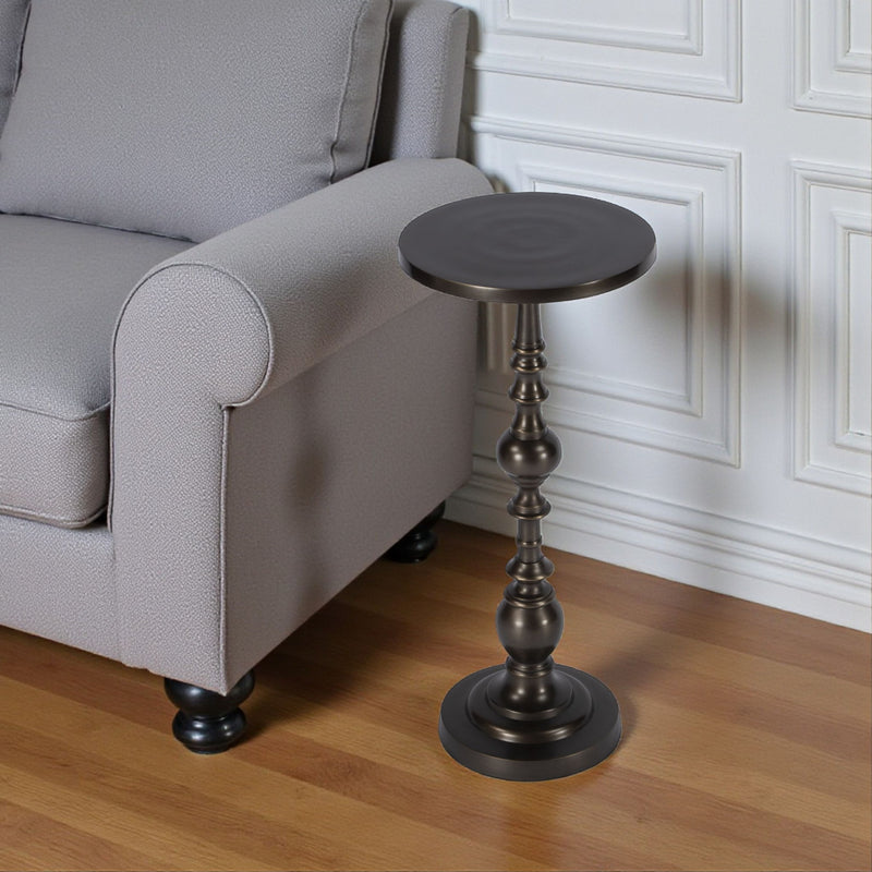 23" Metal Round Pedestal End Table - Bronze