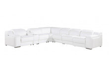 Load image into Gallery viewer, Italian leather 4 power reclining seats L shaped Seven Piece Corner Sectional With Console - White
