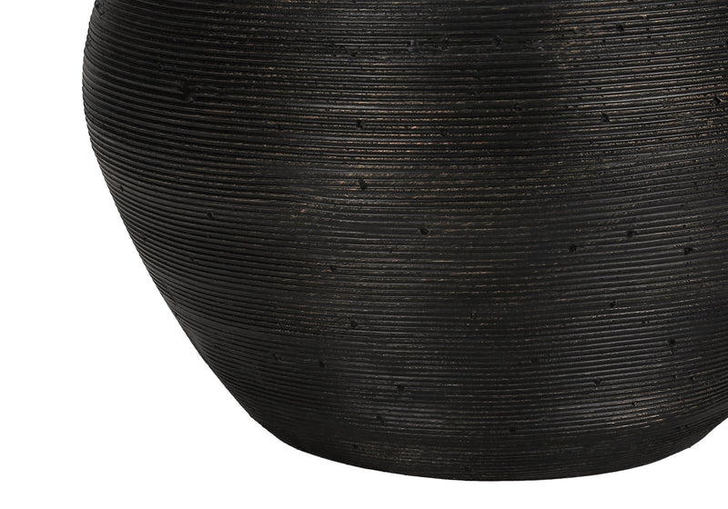Concrete Round Table Lamp With Ivory Drum Shade - Black And Gold
