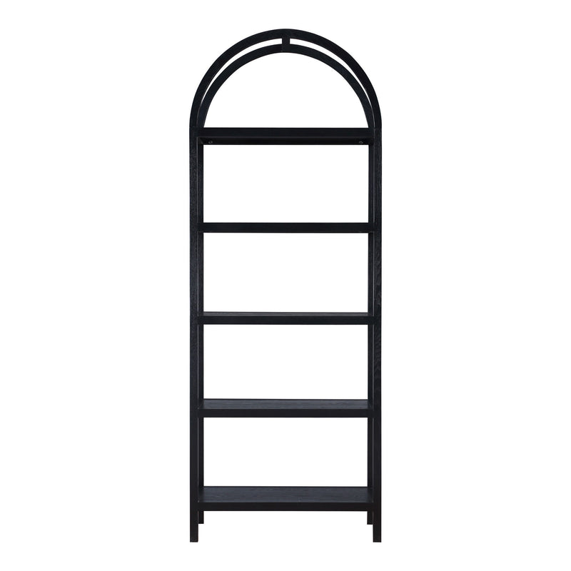 Five Tier Arched Top Bookcase - Black / Oak