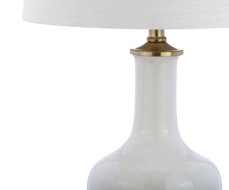 25" Novelty Table Lamp LED With Drum Shade - White / Gold