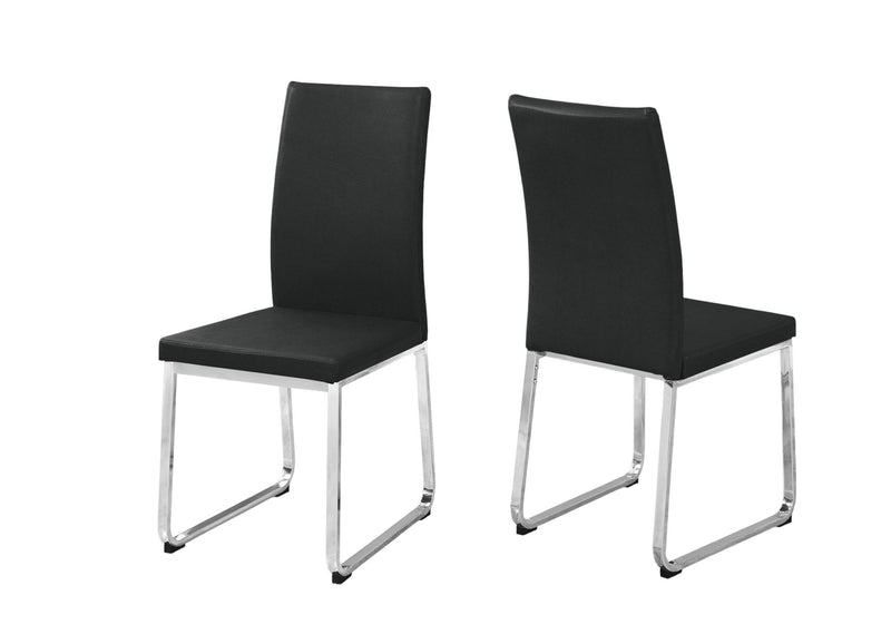 Modern Upholstered Faux Leather Dining Side Chairs (Set of 2) - Black