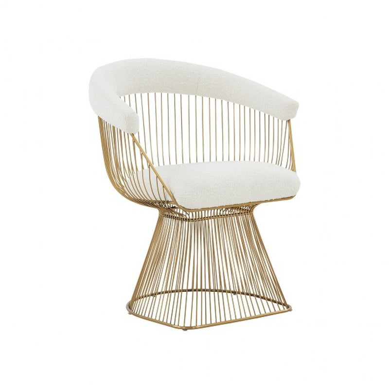 Fabric Steel Windsor Back Dining Arm Chair - White