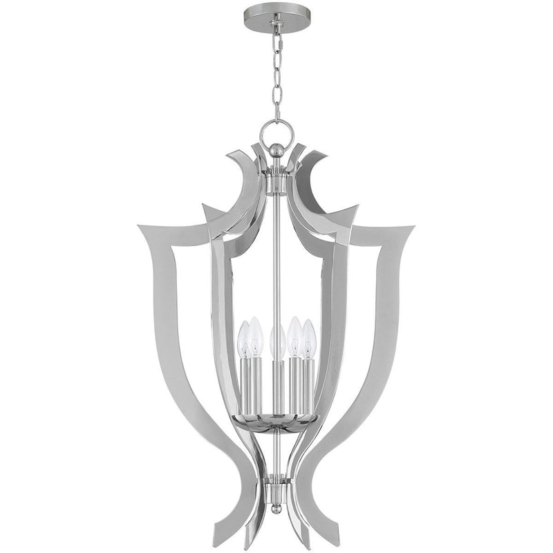 32" Five Light Dimmable Chandelier With Shades - Silver