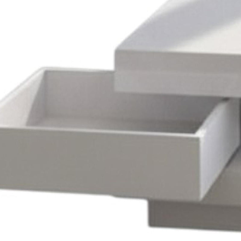 Square Solid Wood Coffee Table With Two Drawers - White