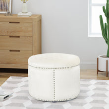 Load image into Gallery viewer, Elegant Round Ottoman Footstool With Studded Rim
