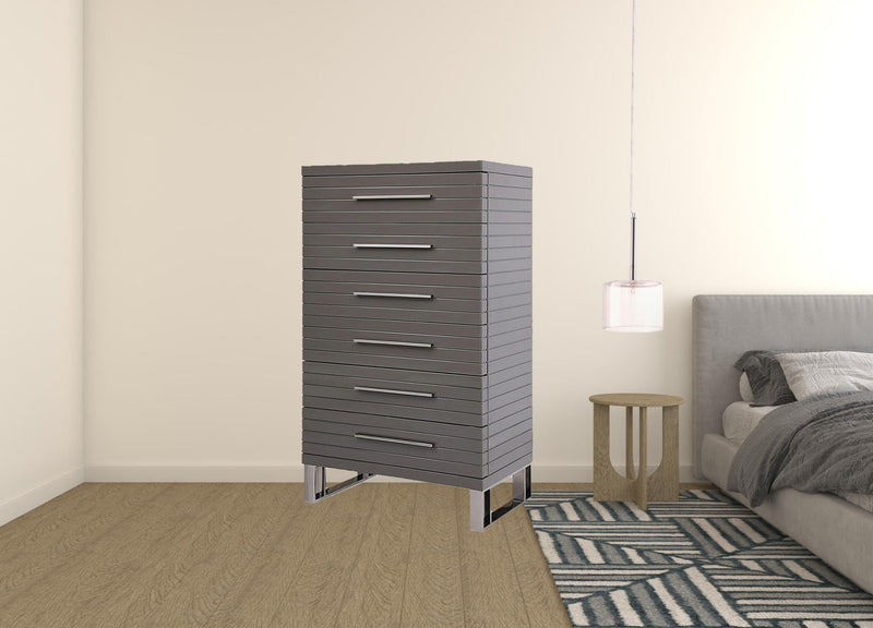 Solid Wood Six Drawer Chest - Gray